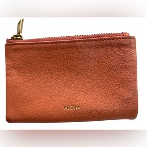 Fossil‎ Pink Cow Hide Leather Tri-Fold Wallet with Coin Pocket & Card Holders